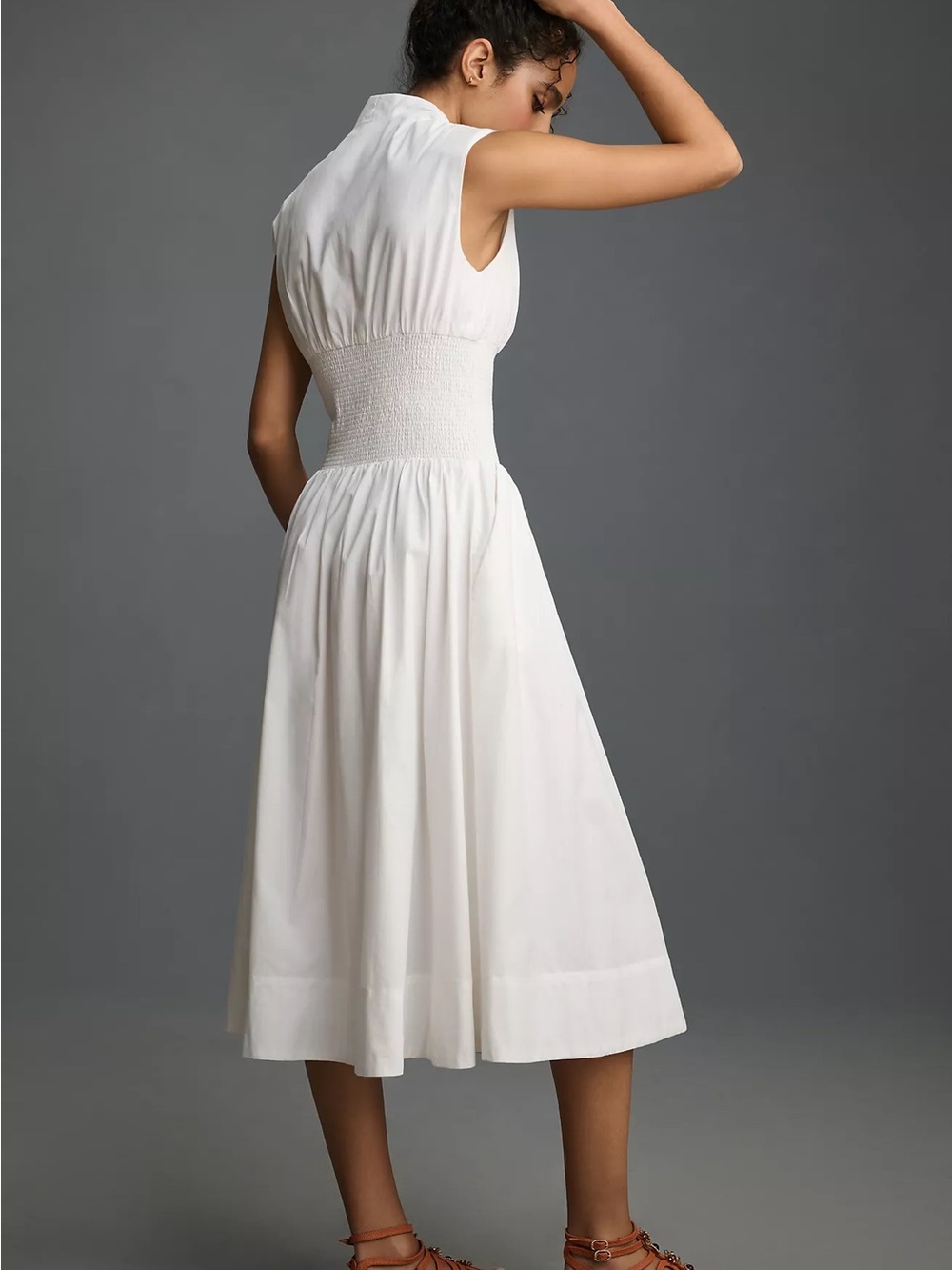 Anthropologie Tommie Zip-Front Midi Dress White – Size Small - Picture 2 of 8